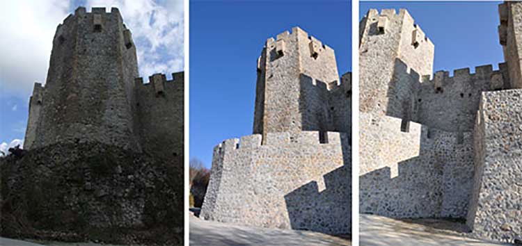 Works on the outer defensive rampart (before and after the works)